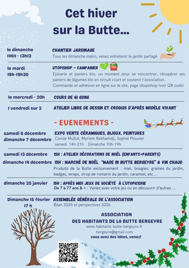 Calendrier de la Butte Hiver 2025 2026